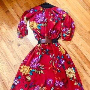 Elliott Mann Red Floral Maxi Dress, Cotton, size M